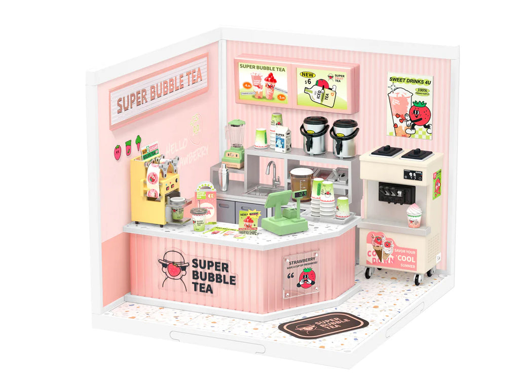 This delightful miniature kit allows you to create your very own tiny bubble tea store! Unleash your inner mixologist and create the ultimate miniature bubble tea experience.  Each component is designed to ensure a bubble tea crafting experience. Perfect for beginners. Age: 8+ Dimensions: 6.42" x 7.13" x 5.98"