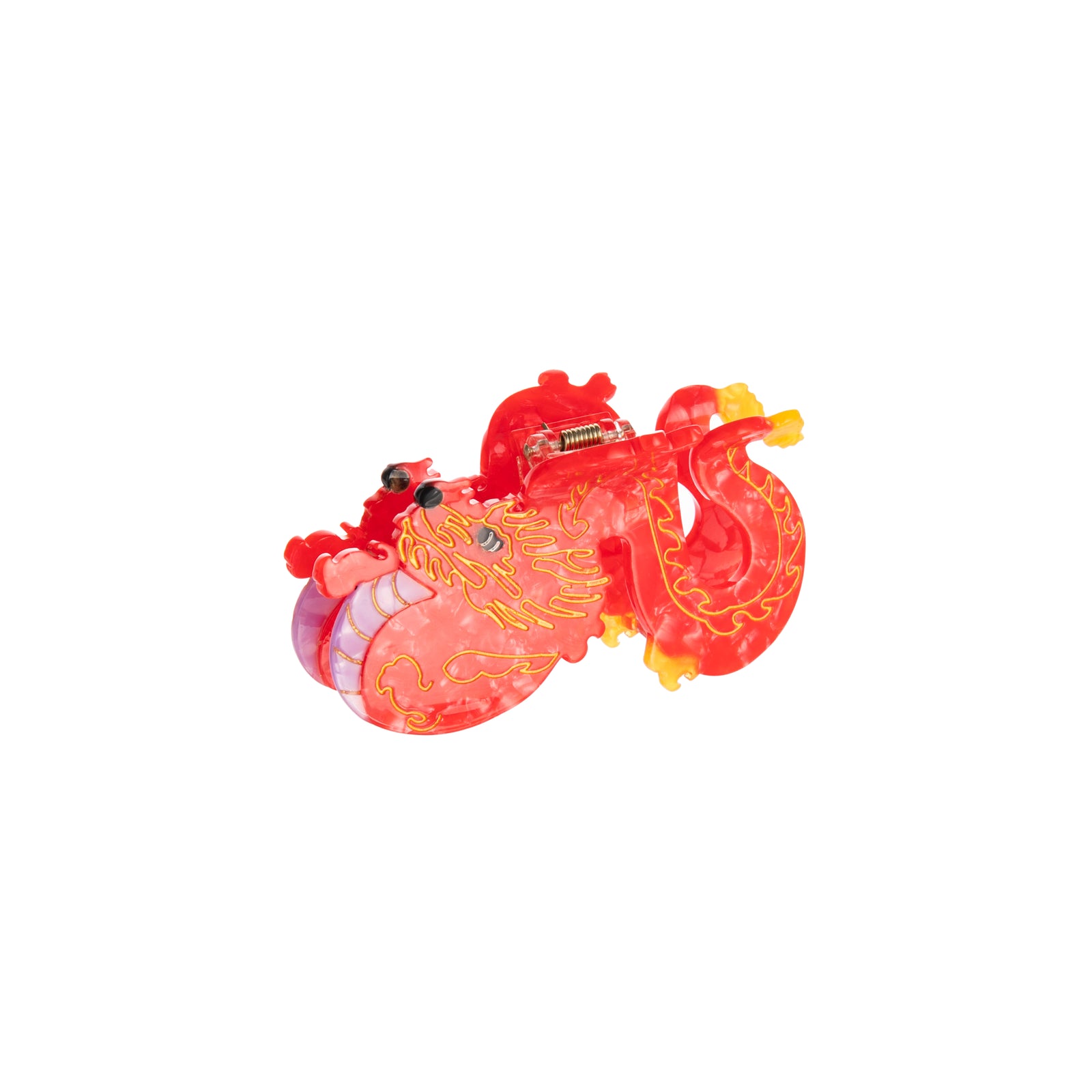 Celebrate the Year of the Dragon with this pretty and striking hair clip. It is double sided for a perfect look from every angle. Unlike most plastic accessories, these small-batch styles are made from a biodegradable wood pulp acetate, making these clips both beautiful and kind to the environment! Size: 3.75" x 2".