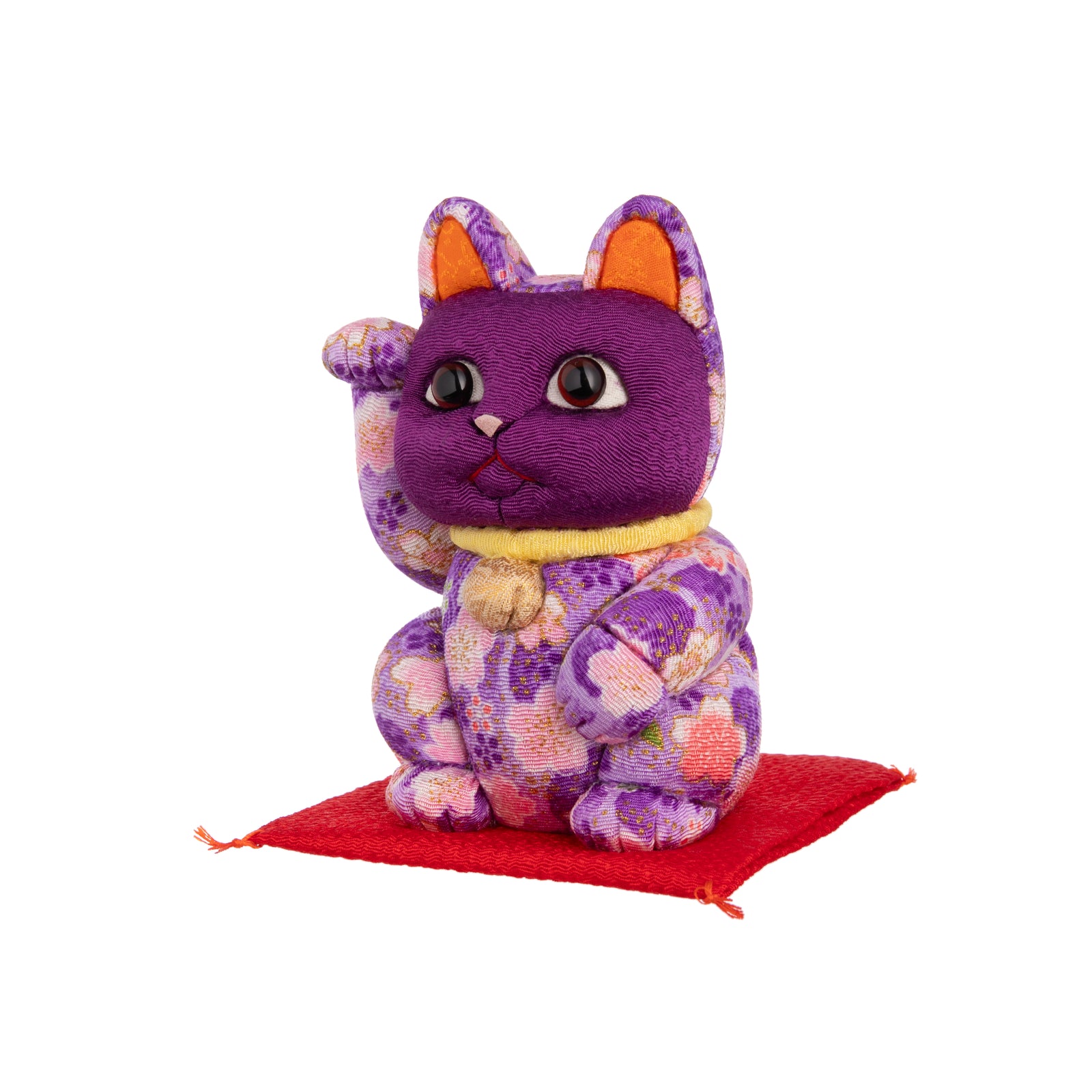 This Lucky Cat figurine is sure to be a lucky addition to your home and a great gift to send to friends or family. With its majestic eyes and welcoming wave, this Lucky Cat wants to make sure all your wishes come true! Available in white, pink, and purple. Dimensions: 4.5" x 3" x 3" Materials: crepe silk, polyurethane
