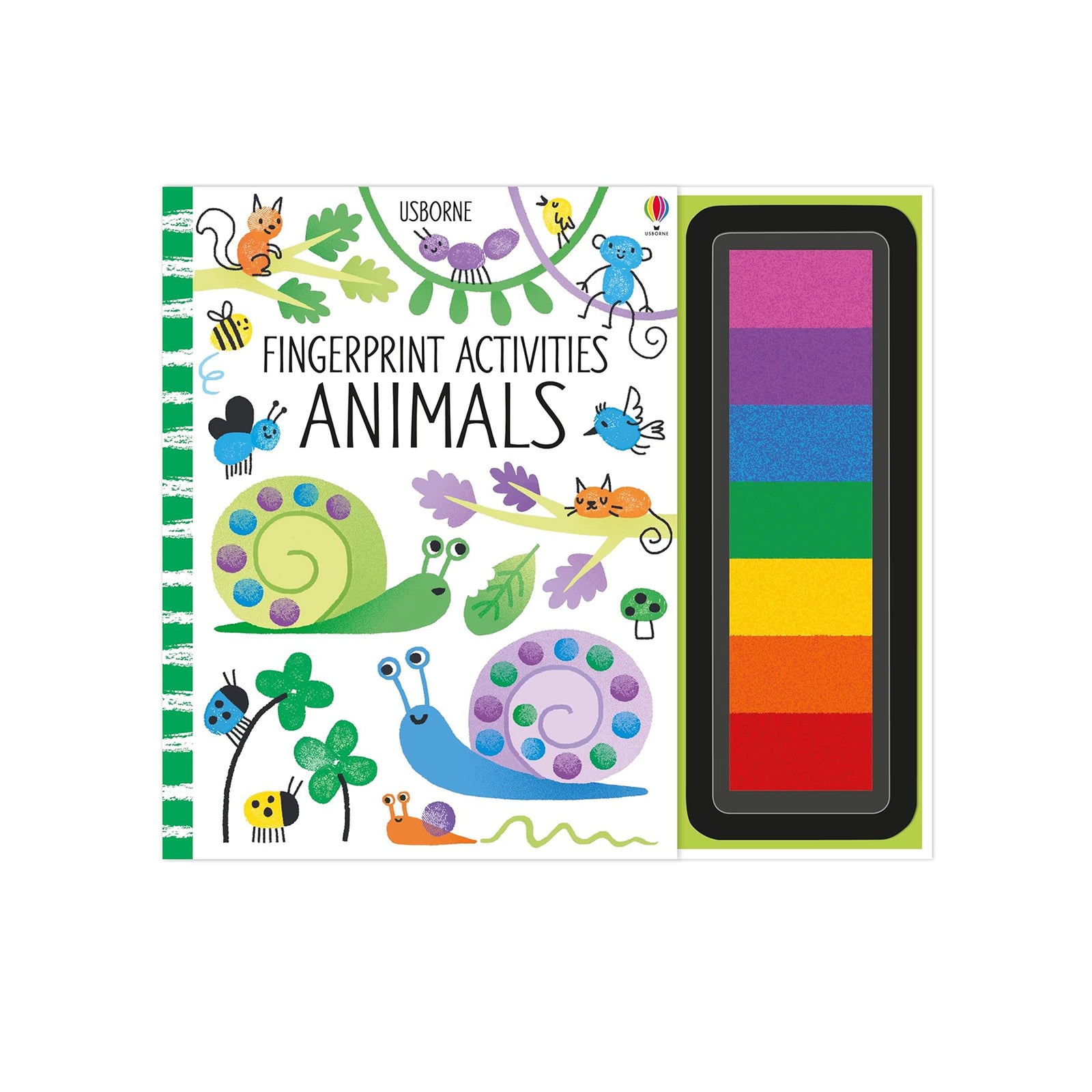 This book, with its own brightly colored inkpad of seven colors, is bursting with ideas for fingerprinting animals from hedgehogs to crocodiles and koalas. Each page has step by step instructions, pictures to complete and lots of space for fingerprinting. With a spiral binding so the book lies flat to make it easy for children to create delightful pictures.