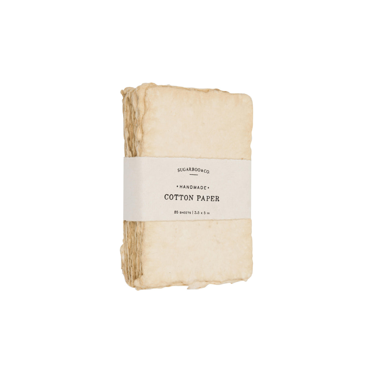 Folded cotton paper with a label on a white background