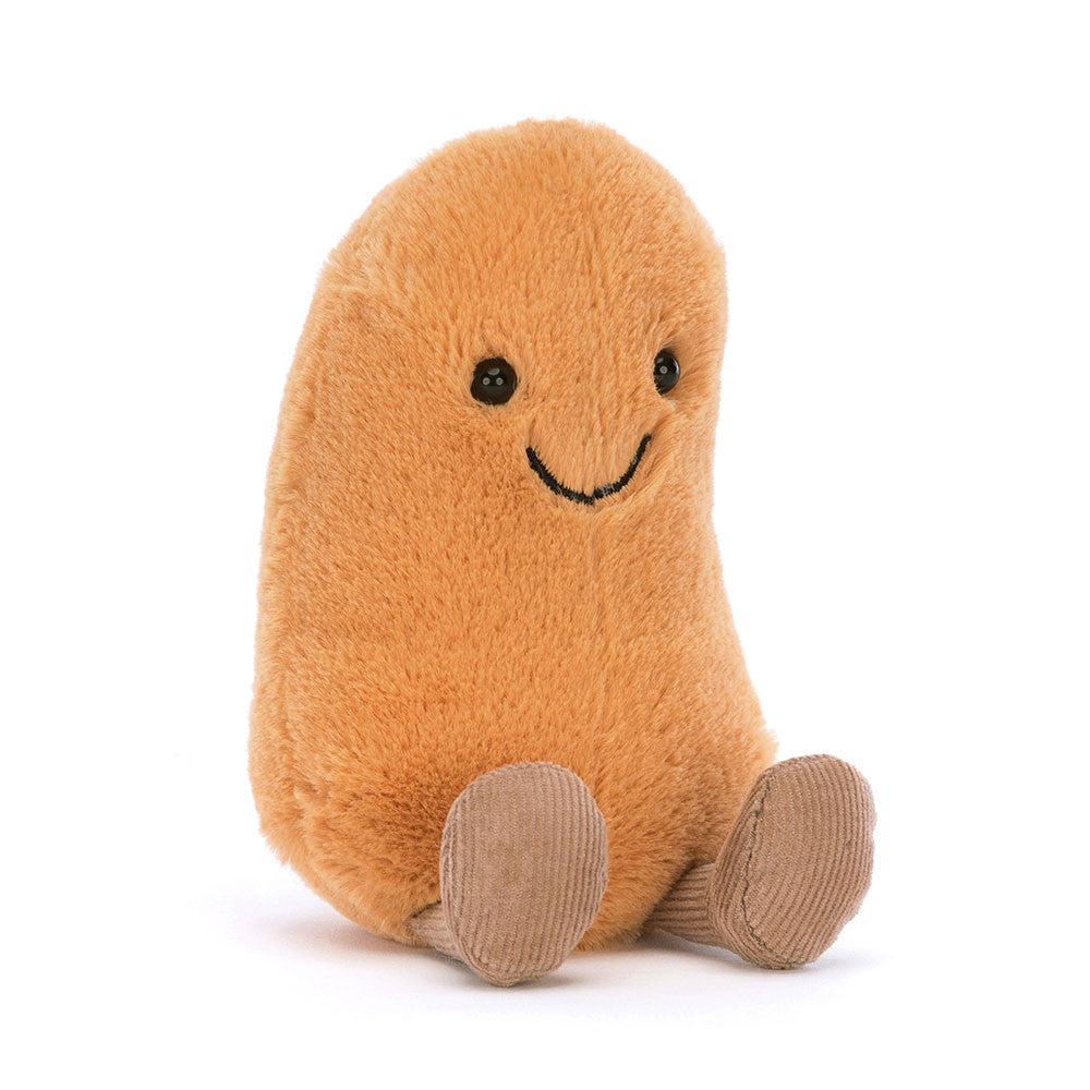 We think this Amuseable Bean miiiight just be the cutest bean we have ever seen! This little plush legume with its corduroy legs and smiling face is the perfect pal to sit at your desk while you work, or to take with you anywhere.  Suitable from Birth Dimensions: Approx. 5" x 2.4" x 2" Material: Polyester, Cotton