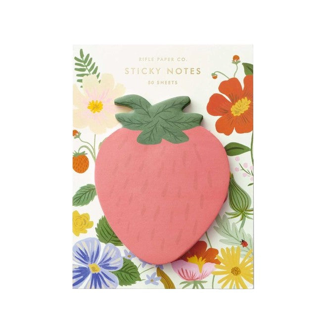 Leave yourself a sweet note with these Strawberry Sticky Notes! This notepad in a strawberry shape and motif is perfect for a to-do list, a quick grocery run, or just to leave the berry sweetest little notes around the house. Approx. 4" × 3" 50 adhesive sheets