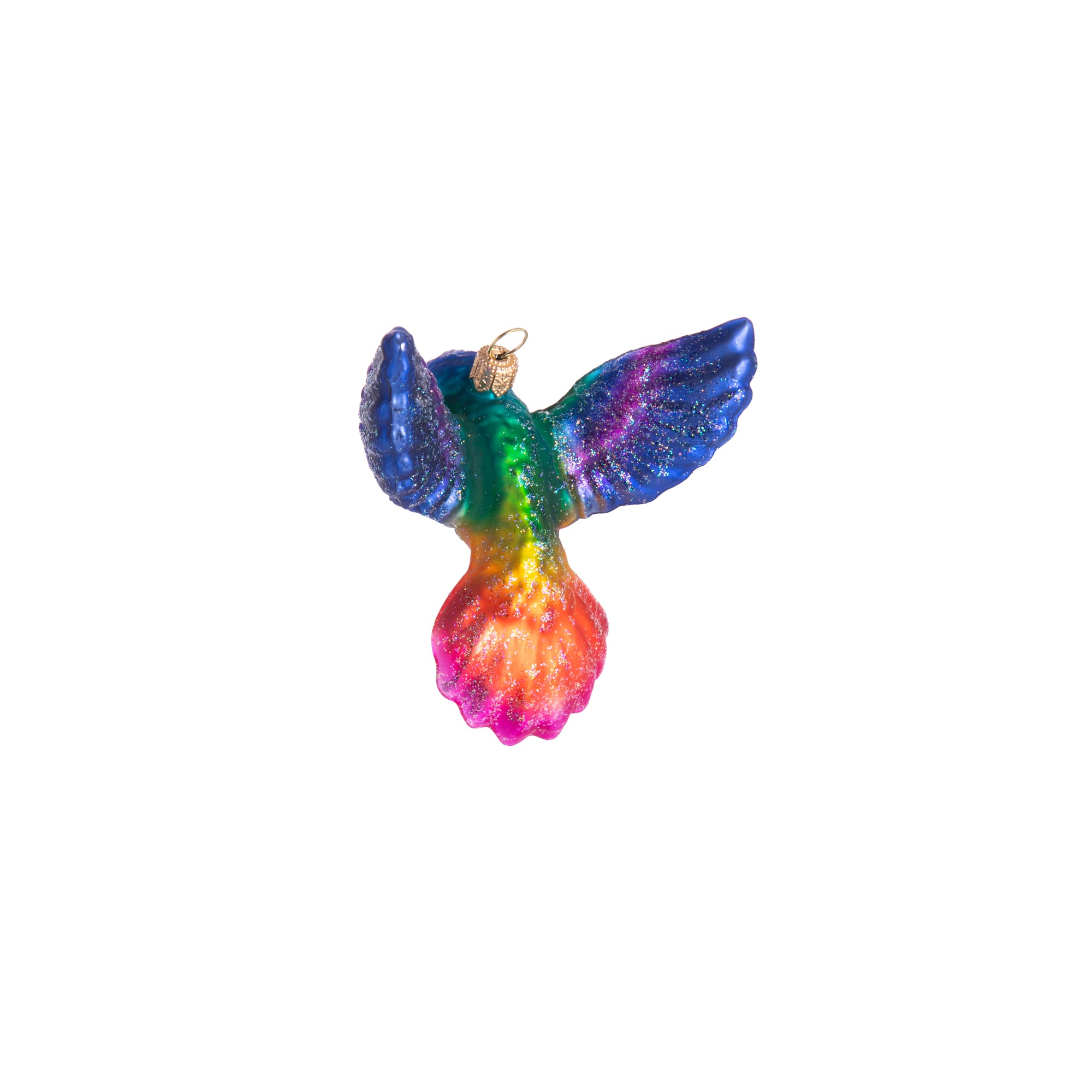 This glittery and colorful hummingbird is sure to bring delight to your home when hung in the window or on a holiday tree. Finished with a glitter effect, this sweet hummingbird ornament will dazzle as if mid-flight!  Comes in 5 different colors as each style will brighten up the room!  Dimensions: 3.5" x 3.5" x 3"