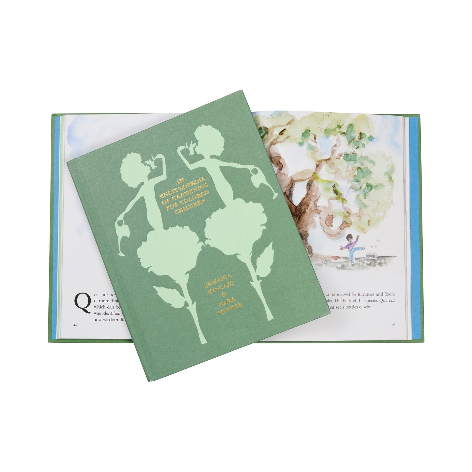 Green book with silhouettes of people and text on a white background