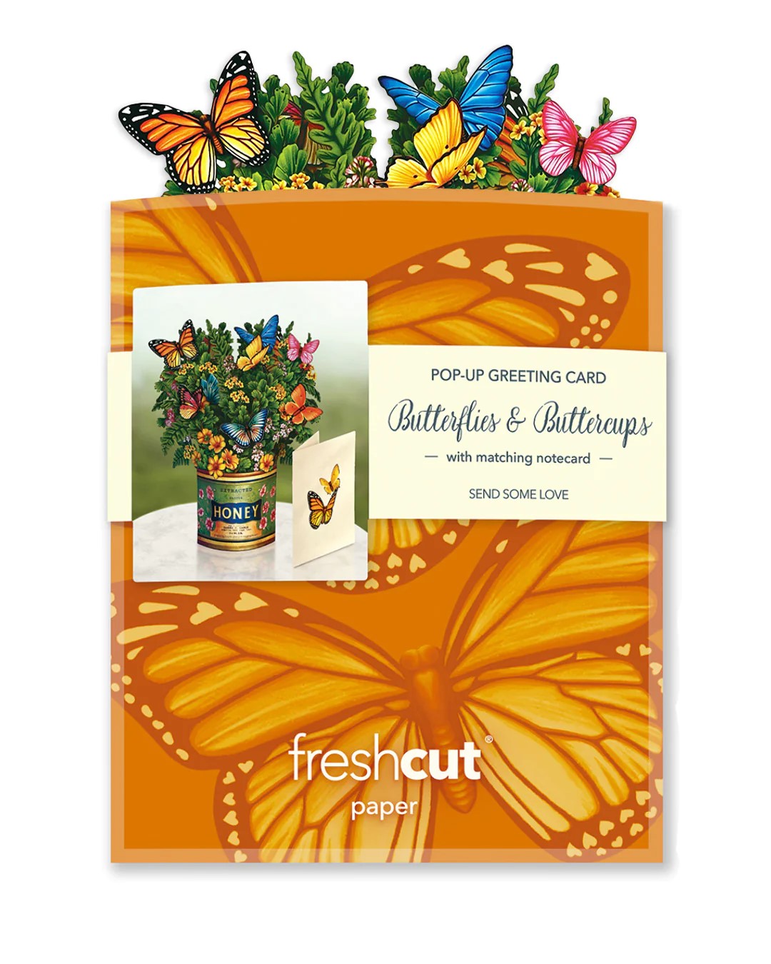 The Mini Butterflies and Buttercups Mini Paper Bouquet livens up every space with its springtime beauty. Measures approximately 5.5” high by 5" across 100% Recyclable Paper Comes with 2.5" x 3.5" blank note card and mailing envelope