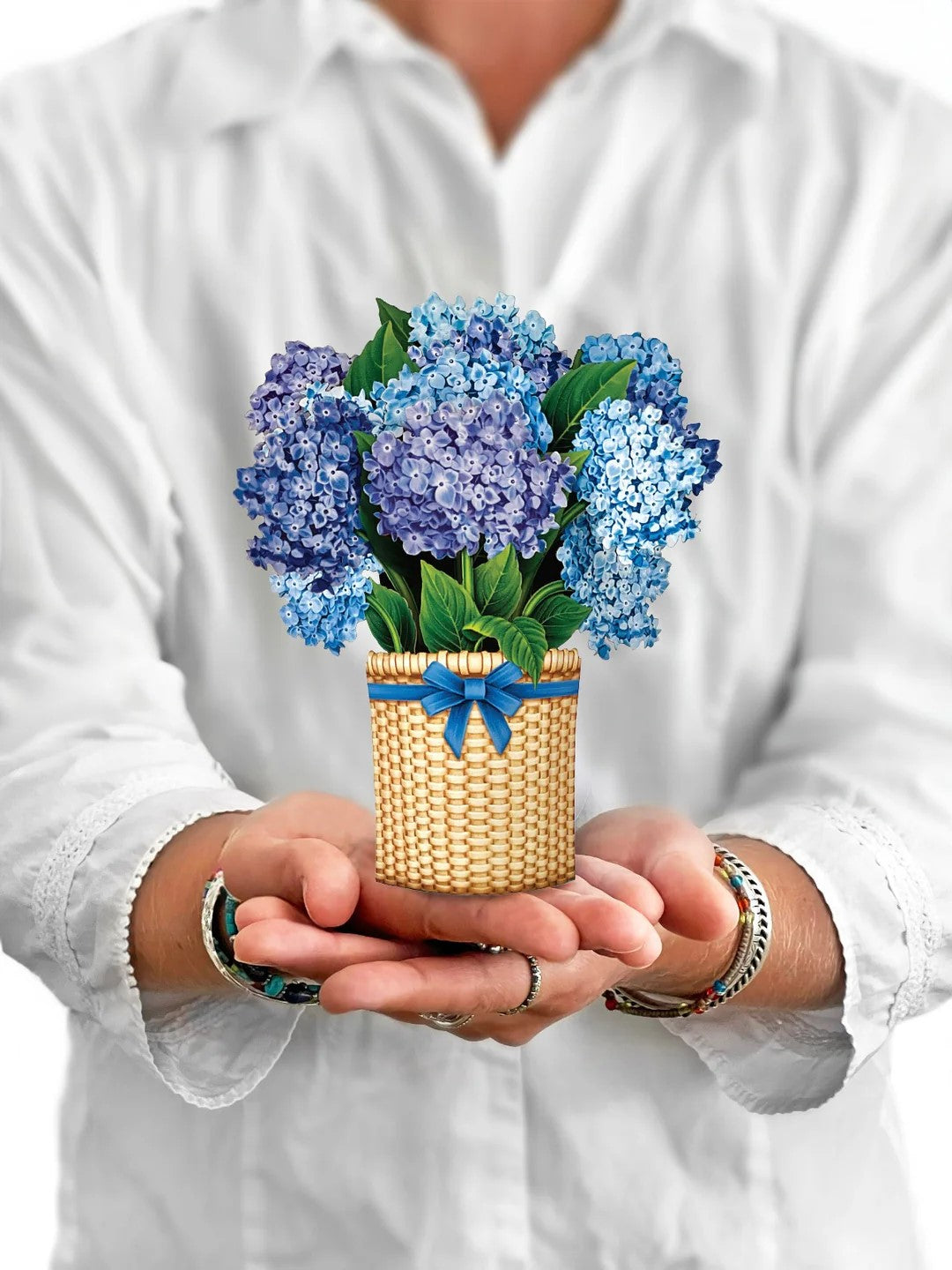 hydrangea succulent bouquet Mini Nantucket Hydrangeas Pop-Up Card