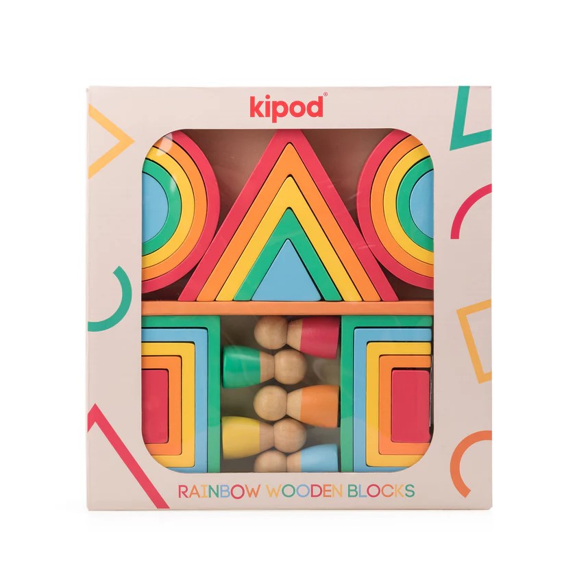 This rainbow nesting blocks will spark the imagination and inspire creative building. The montessori-inspired blocks help develop the brain as well as being great for hands-on learning.  Perfect for kids to explore colors, shapes, and balance. Also comes with wooden tray for storage.  Recommended ages: 3+ Non-toxic