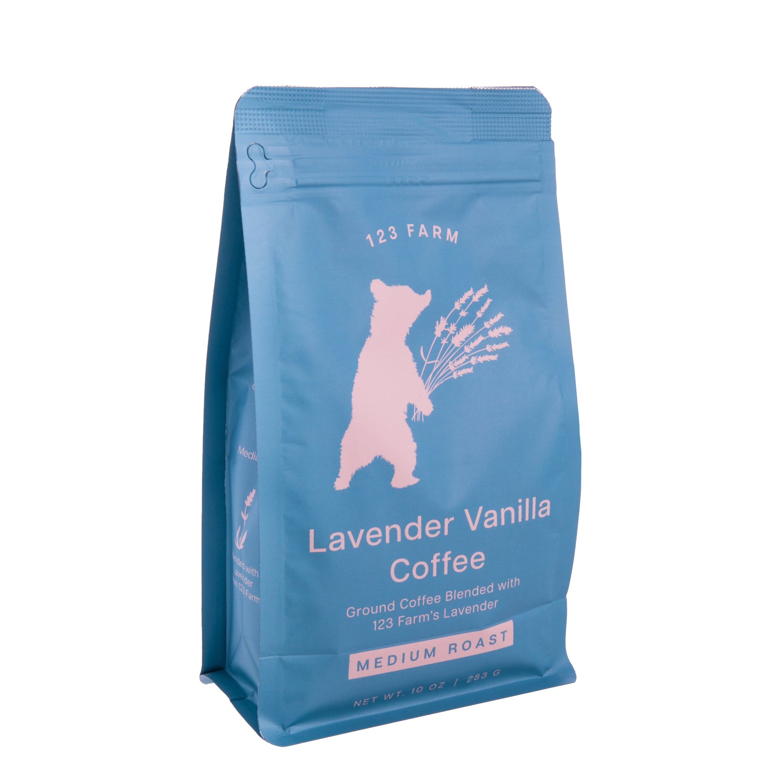 This organic dark roast coffee is blended with a touch of hand-harvested lavender from California lavender fields and is finished with a splash of organic vanilla. The result is a rich, velvety coffee with a sweet floral and nutty flavor. Organic coffee with a hint of lavender. 10 oz bag.
