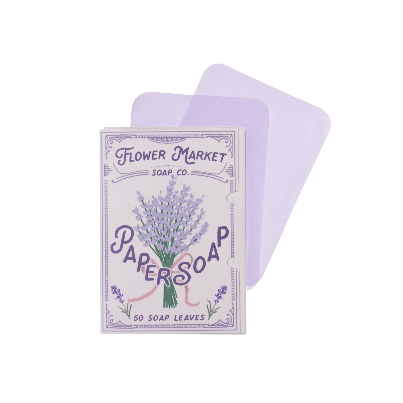 Add some tranquility and cleanse on the go with these Lavender Paper Soap sheets. These sheets of paper soap are perfect for throwing in your bag, and for outdoor adventures. Just grab one, add water, and lather up. 50 sheets Ingredients: Lavender Essence, Edible Pigments, Olive Oil, and Glycerin
