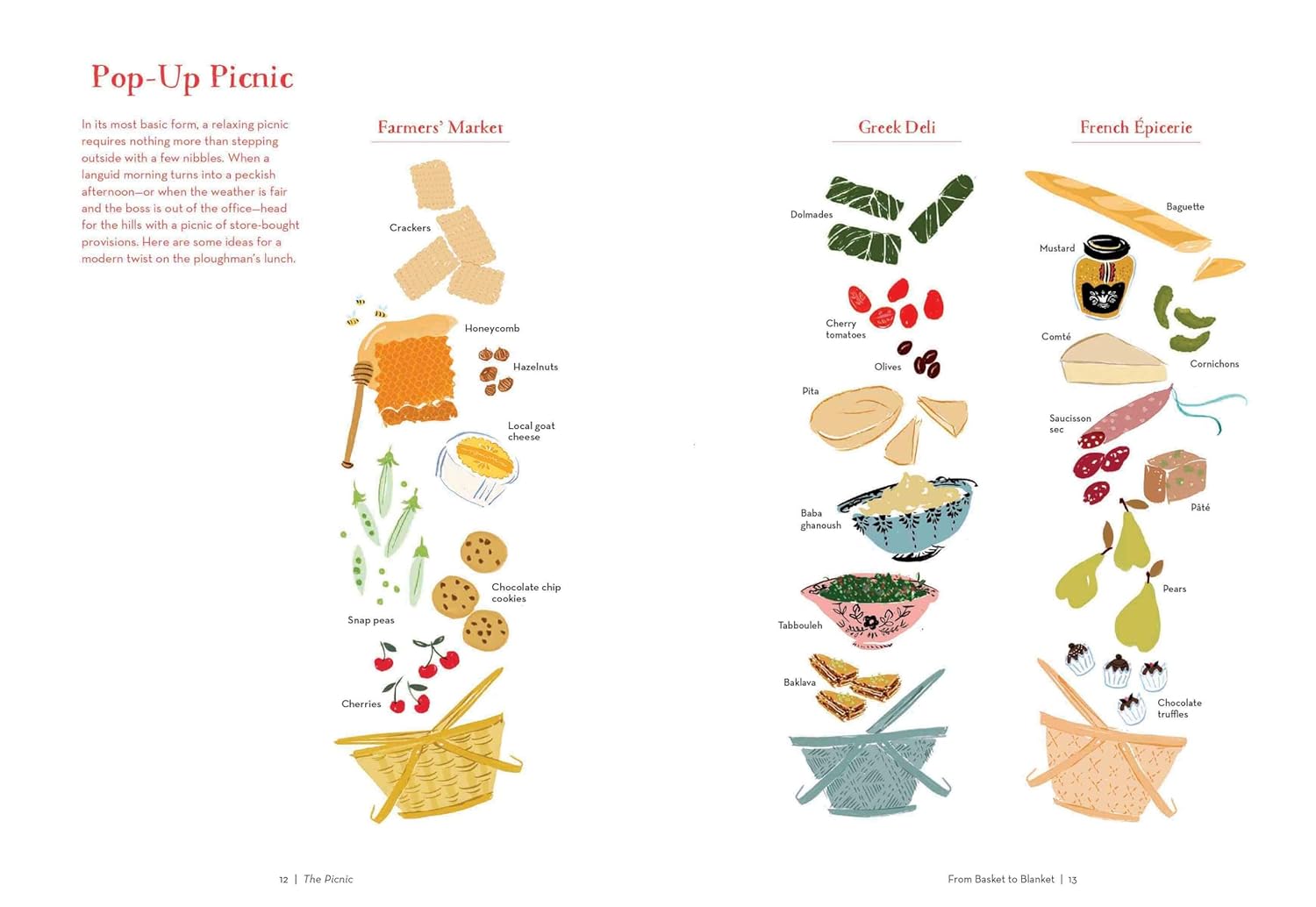 The Picnic is a guide for collecting everything you need for a picnic. With recipes, checklists, and advice, this guidebook will help create a stress-free and fun picnic. Recipes include deviled eggs, salads on a stick, and bottled cocktails. The book includes tips for picking a picnic blanket also. Hardcover 192 pages