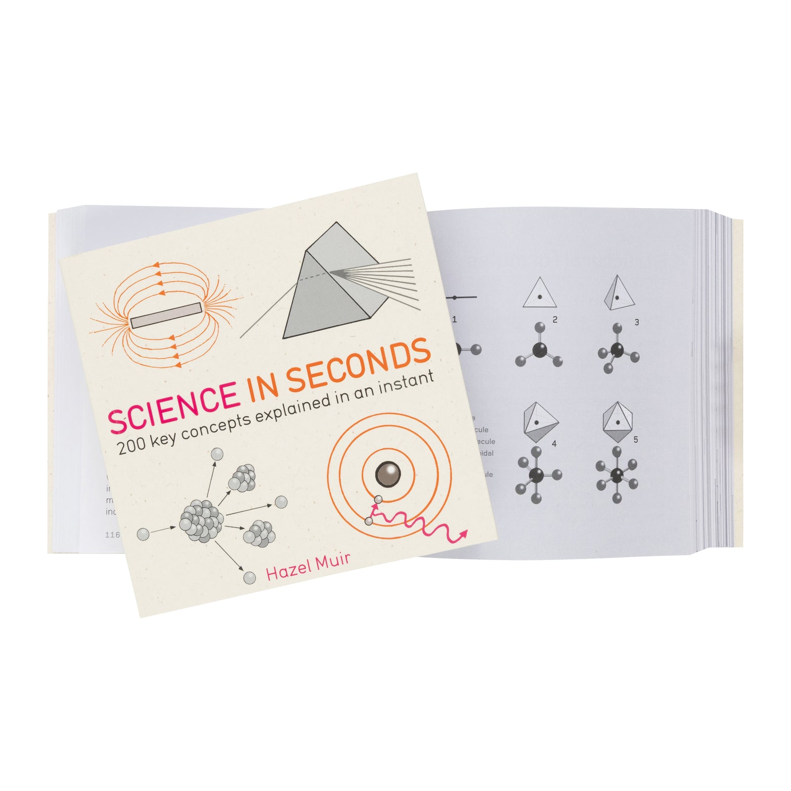 Book cover of 'Science in Seconds' with scientific illustrations on a beige background