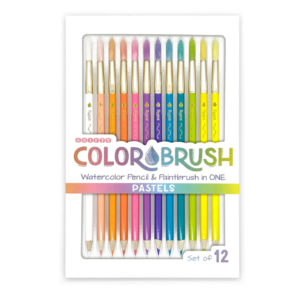 This dynamic pastel set is a watercolor pencil and paintbrush in one! Use the end of the watercolor pencil to draw and color, then flip over to use the paintbrush by adding water and transform your pencil drawings into magnificent watercolor! A great gift for aspiring painters. 12 colors for painting Non-toxic