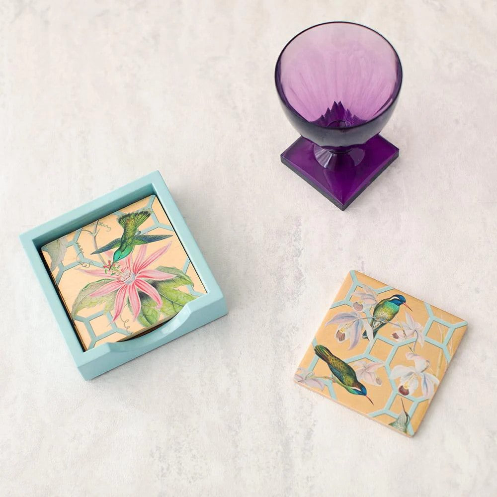 HUMMINGBIRD TRELLIS COASTERS - SET OF 4