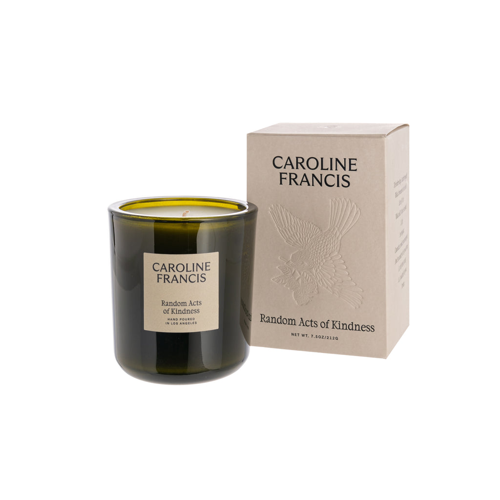 The candle scents by Caroline Francis are inspired by nature, poetry, and stories destined to be told. This paraffin-free soy wax candle is hand-poured in Los Angeles and scented with nontoxic fragrance oils. All scents are curated for even the most sensitive candle lovers. Net weight: 7.5 oz. Burn time: 45–50 hours