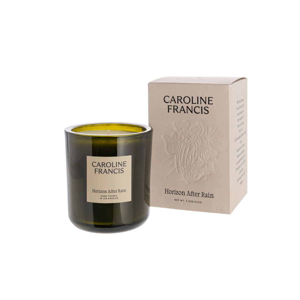 The candle scents by Caroline Francis are inspired by nature, poetry, and stories destined to be told. This paraffin-free soy wax candle is hand-poured in Los Angeles and scented with nontoxic fragrance oils. All scents are curated for even the most sensitive candle lovers. Net weight: 7.5 oz. Burn time: 45–50 hours