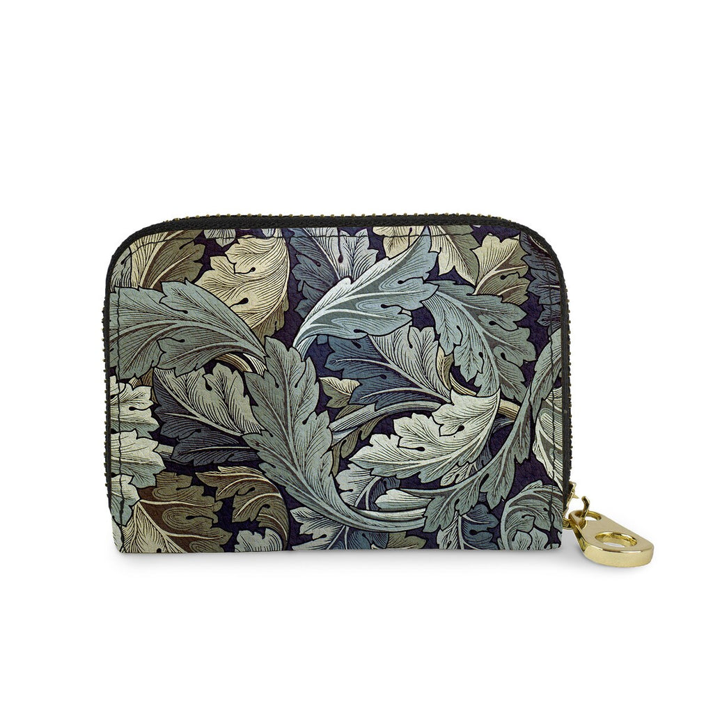 Celebrate William Morris with this zip wallet decorated with William Morris' Acanthus (1875). The wallet's 11-slot fabric accordion interior holds plenty of room. The RFID blocking technology will protect against identity theft. Dimensions: 4.25" x 3.25" x 1" 11 pocket divider Material: Vegan Leather