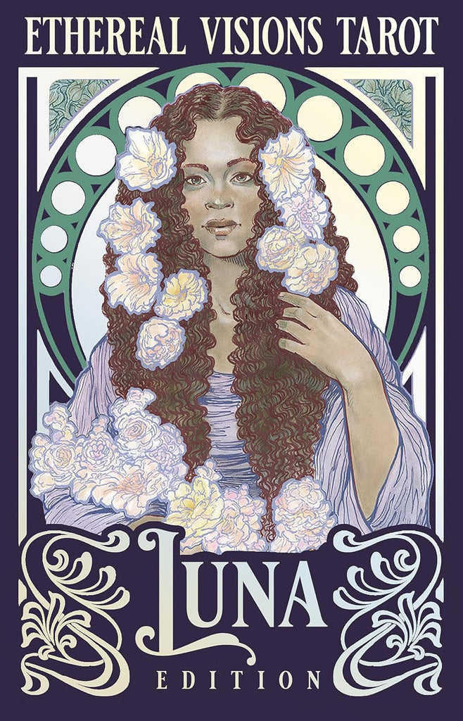 In creating Ethereal Visions Tarot, artist Matt Hughes has drawn inspiration from the Art Nouveau movement, adopting its distinctive style and meticulous approach to craftsmanship. The Luna edition includes revised artwork with greater diversity and iridescent silver foil stamping. Box dimensions: 3.25" x 1.75" x 5.5"