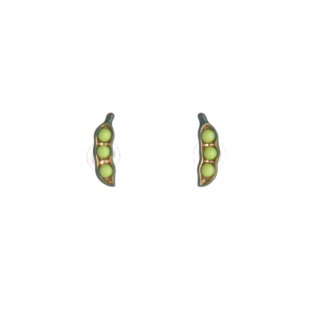 These pea pod post earrings are the subtlest hint of green, while showing off your love of this legume. With a stud post backing and their smaller size, these are perfect for daily wear. Materials: Brass, Acrylic, Enamel Dimensions: Approx. 0.4" Length, 0.1" Width Stud post backing Lead and Nickel-free