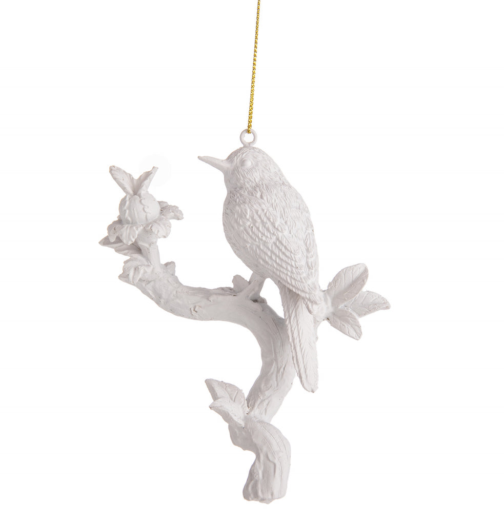 Pomegranates have diverse cultural-religious significance, as a symbol of life and fertility, beauty, eternal life and as a symbol of power.  Add the wonderful symbolism of a peaceful bird perched on a branch, with a ripe pomegranate to your holiday decor with this delightful white ornament. 