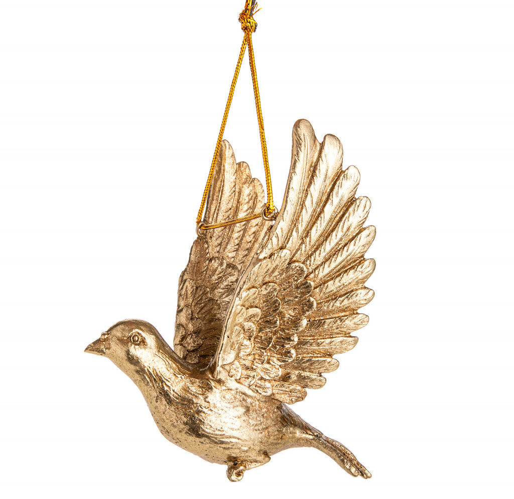 A symbol of love, hope, and renewal, the dove has often been associated with messages of harmony. Add this wonderful sentiment to your holiday decor with this detailed golden dove ornament.