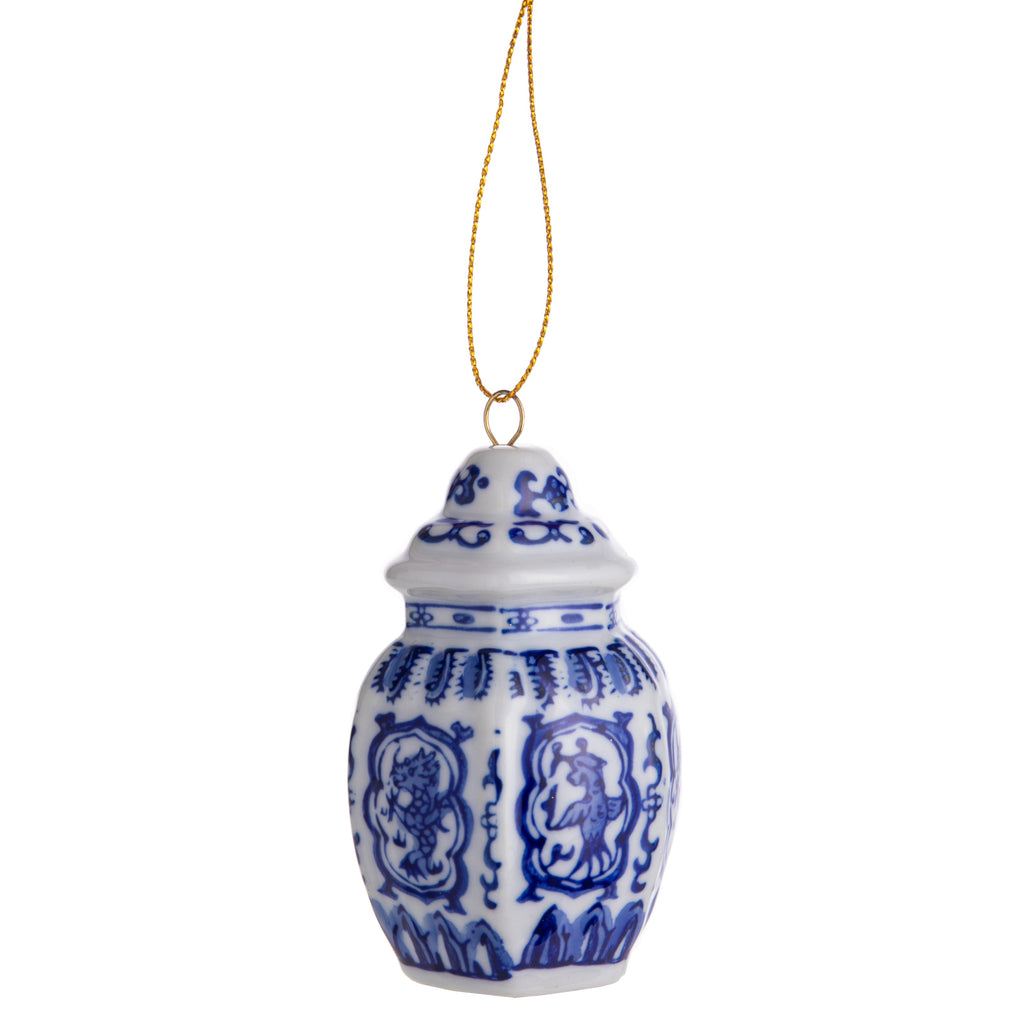 This delightful porcelain ornament features a classic blue & white design. This pretty and intricate style of decoration was introduced during the Ming Dynasty (1368-1644 AD).