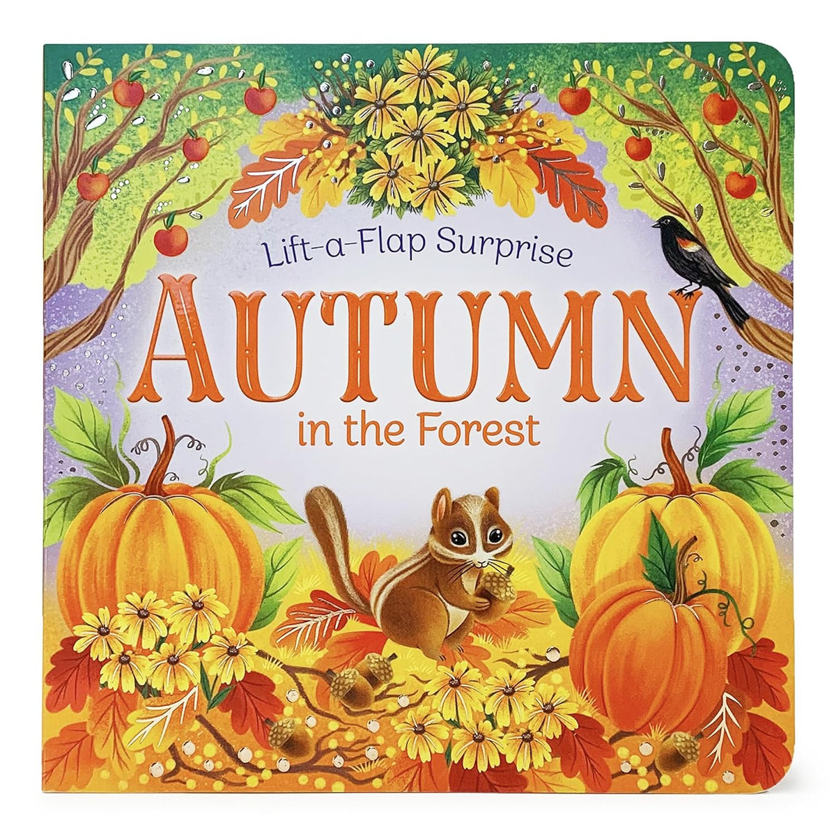 Autumn in the Forest is a pop-up surprise book. Lift each flap of this pop-up book and learn about autumn. With pumpkin patches, scarecrows, deer, mushrooms, and other autumnal objects and critters, your kid will be ready for the seasons to change. Board book, lift-the-flap Recommended age: 18 months &amp; up 10 pages