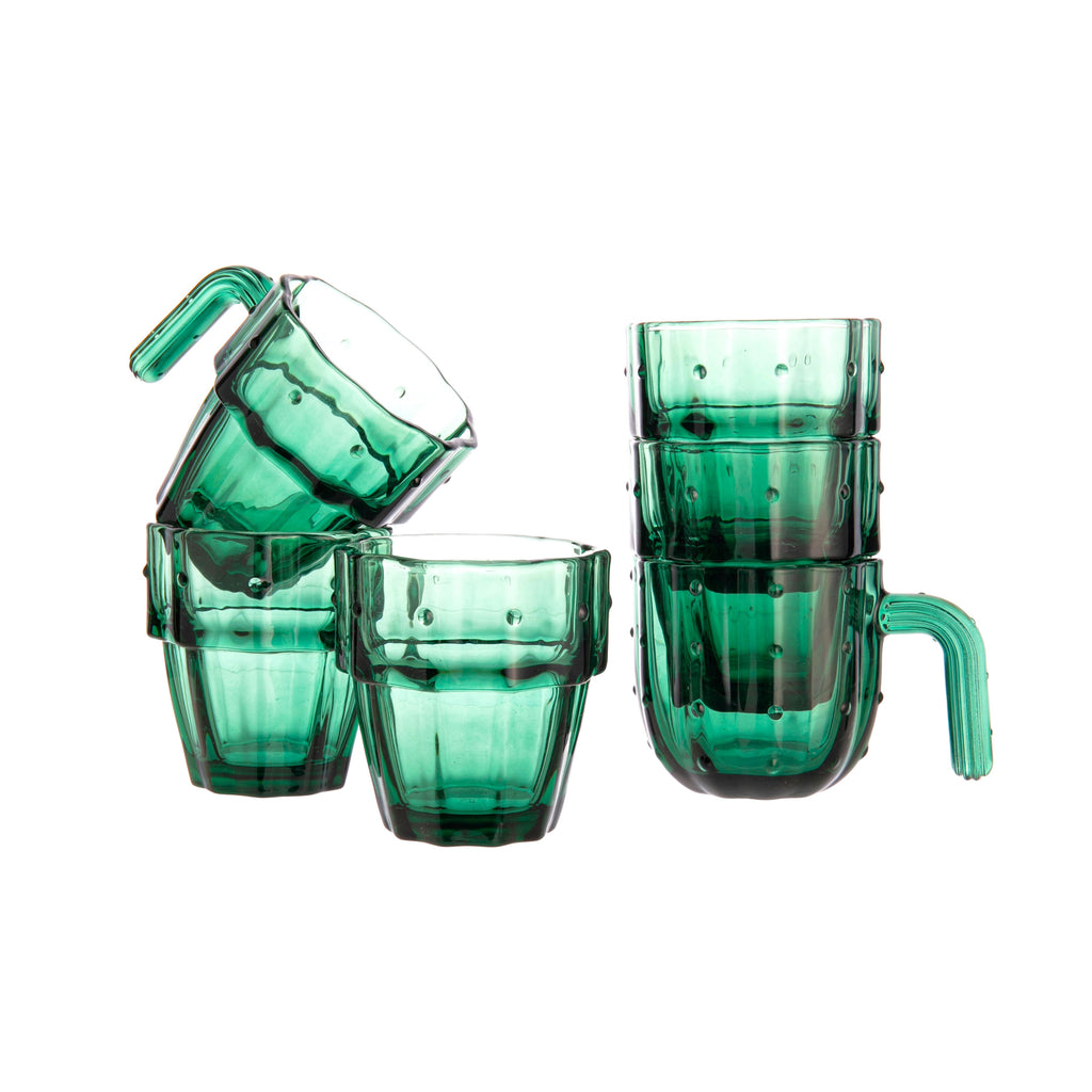 This whimsical glass set is a must-have for anyone who loves The Huntington’s Desert Garden. Stackable and durable, each piece is hand-cut, formed, and polished