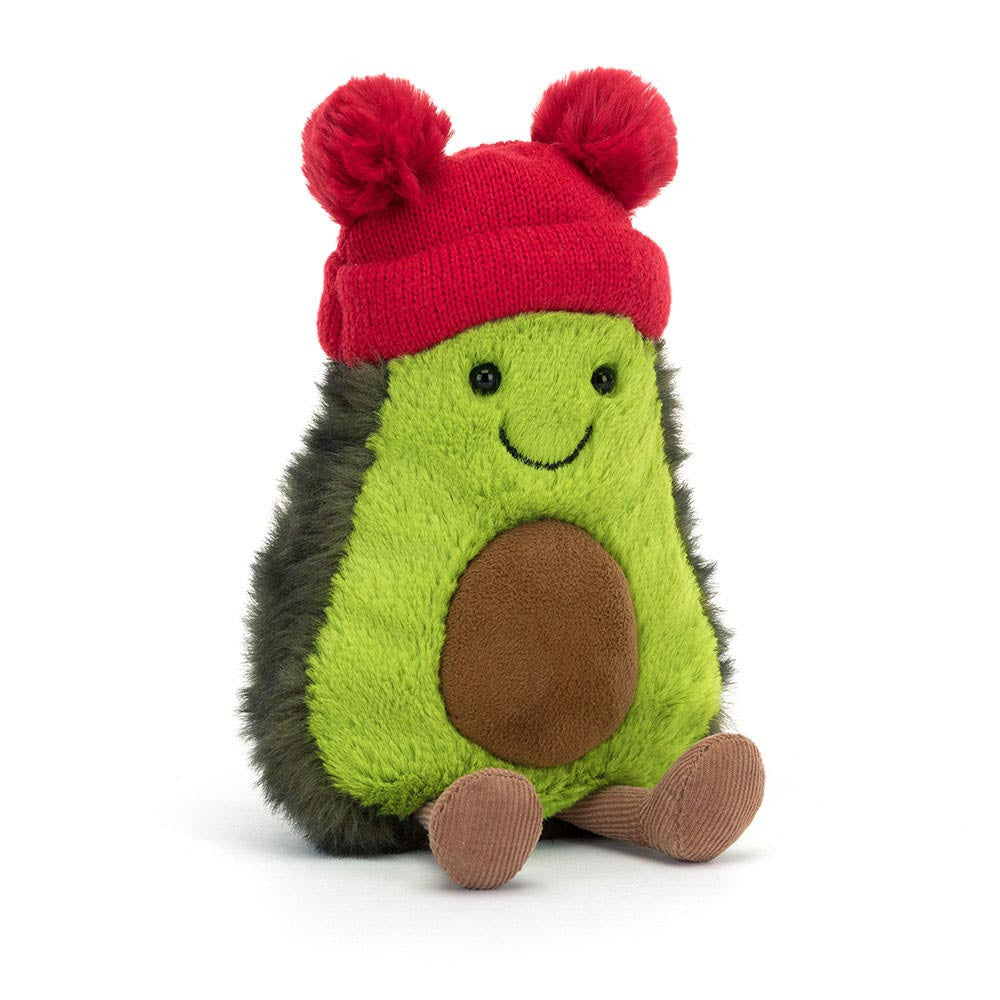 With a double-bobble beanie, Amuseables Bobble Avocado is a beautifully textured avo with tufty fur in contrasting greens, a green tummy and a suedette avocado seed. Wearing cord boots and a stitch smile, this avocado is ready for winter. Dimensions: 7.5" x 3.9" x 2.4" Material: Polyester, PE Beans Suitable from birth