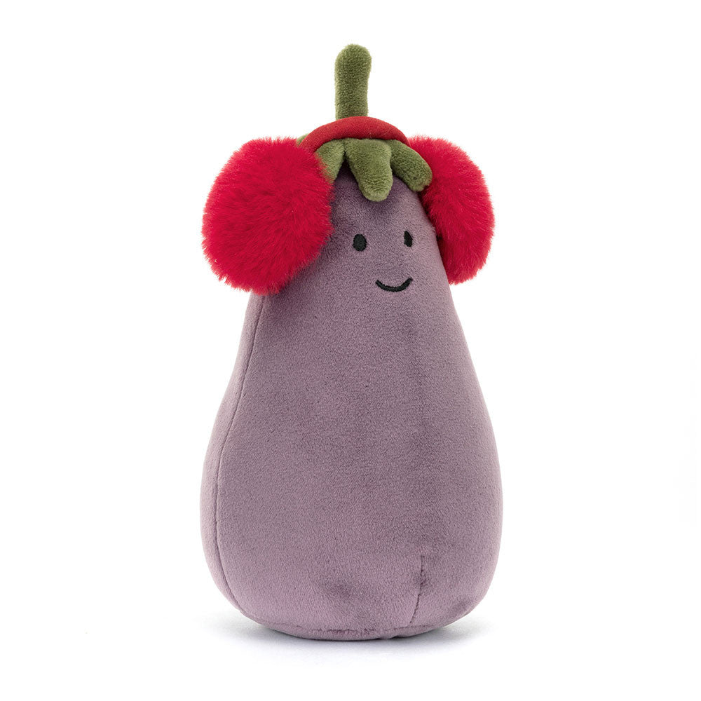 This Toastie Vivacious Eggplant plush is looking super cozy! This buddy comes in soft and stretchy purple fur, with a green leaf on top. Wearing red earmuffs with a suedette band, one could only hope to be as snuggly as this eggplant! Dimensions: 6.3" x 3.5" x 3.1" Material: Polyester, PE Beans Suitable from birth