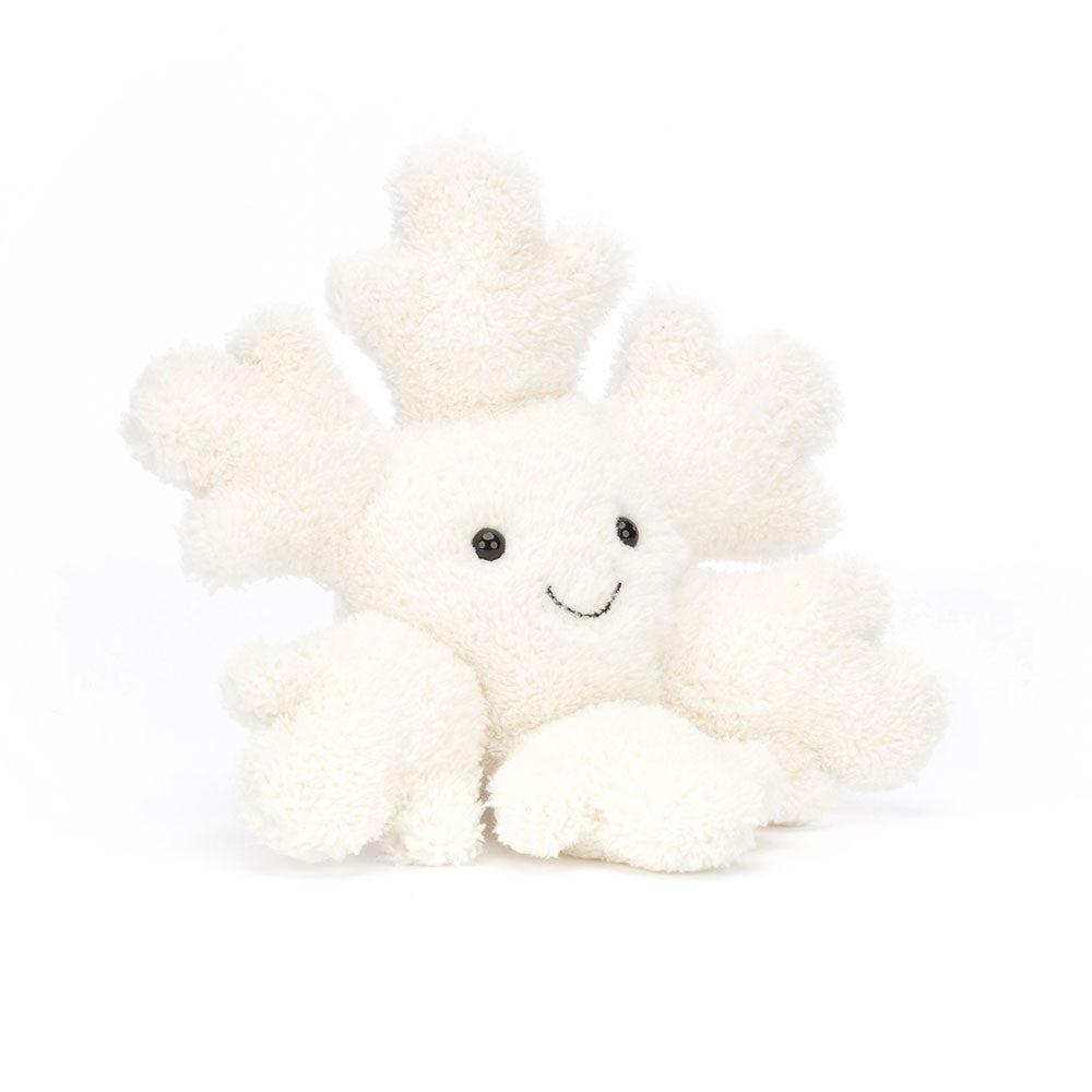 Amuseable Snowflake has a happy grin and a beany base to sit up well. With squishy detailed branches and soft, textured fur, this plush snowflake buddy is actually rather warm (unlike real snowflakes) and ready to snuggle! Dimensions: 7.1" x 7.1" x 2.8" Material: Polyester, PE Beans Suitable from birth