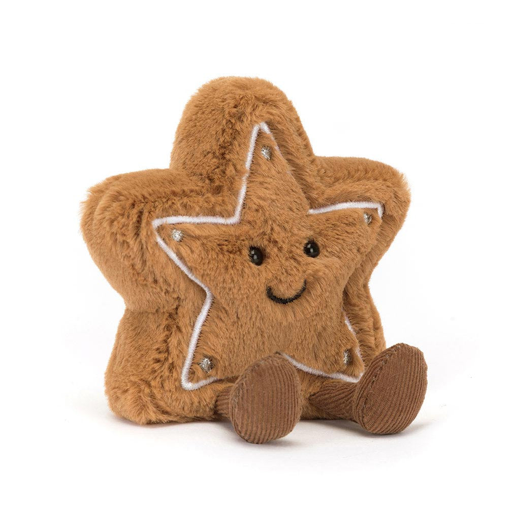 Amuseables Star Cookie is the perfect treat -- with embroidered icing, cord boots, and silver adornments. Get this for the star in your life, or as a little companion to cheer you on while you attempt to bake edible star cookies. Dimensions: 5.1" x 3.9" x 1.2" Material: Polyester, Cotton, PE Beans Suitable from birth