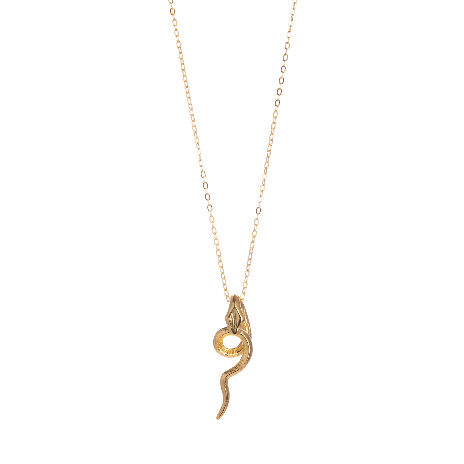 Slither your way into glamour with this elegant gold snake necklace. With a snake pendant that hangs slightly coiled, you will channel major serpentine style.