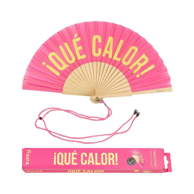 With its shades of hot pink and sunny yellow, this ¡qué calor! fan will give your sunny day outfits a touch of color, fun and energy. 