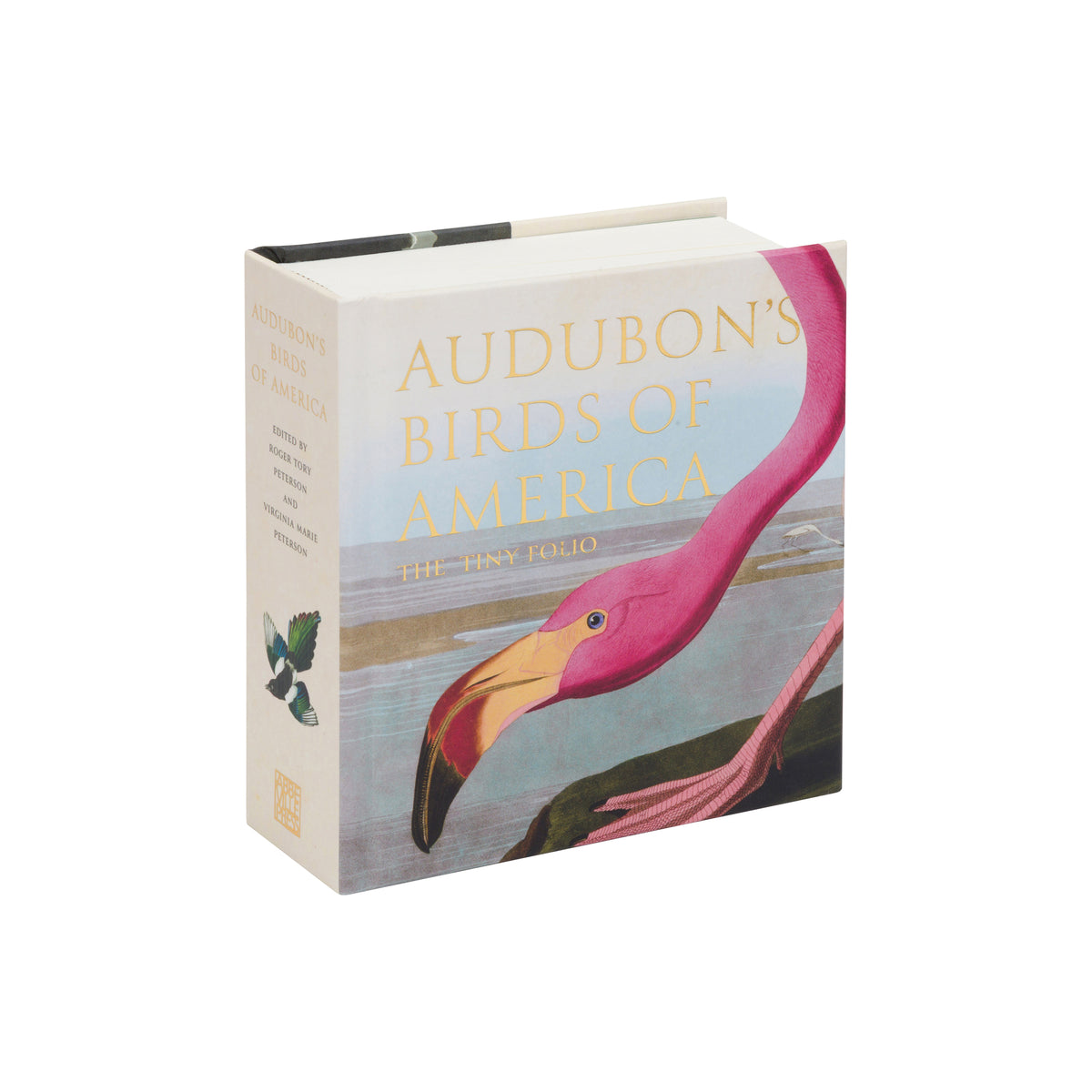 Audubon's Birds of America: The Tiny Todo book shown at a three-quarter angle, featuring a pink flamingo illustration on the cover and spine against a plain white background.
