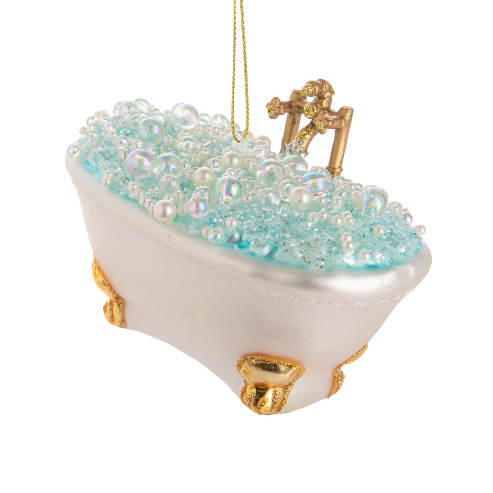 Decorative ornament of a bathtub with decorative elements on a white background