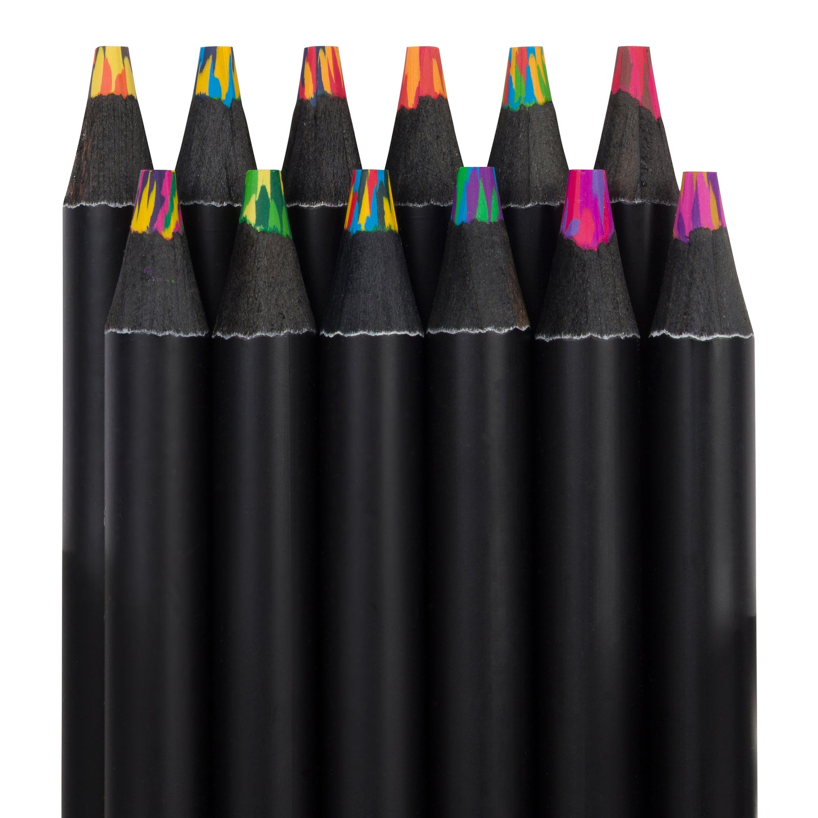 Kaleidoscope prism pencils packaging with geometric design on a white background
