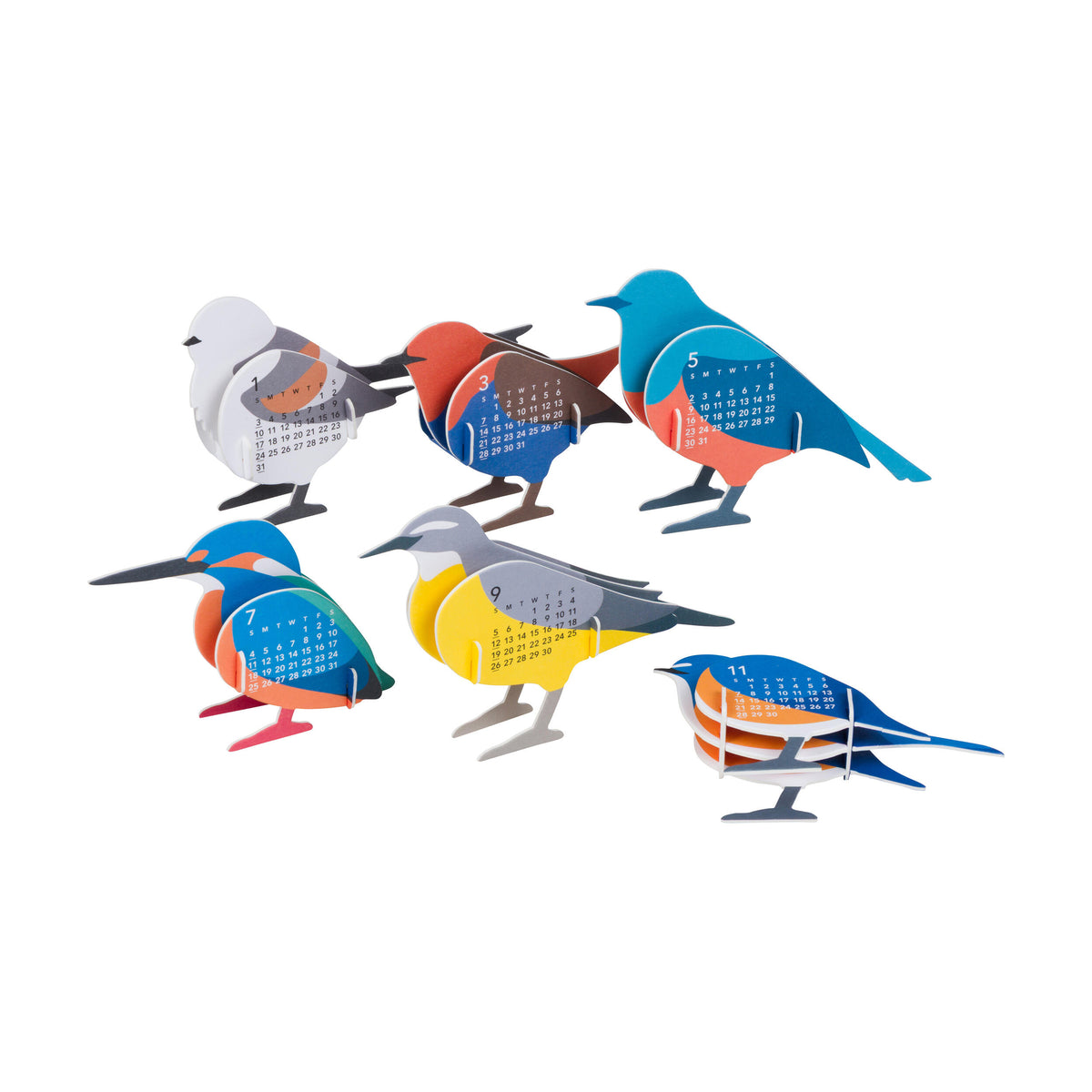 Colorful bird illustrations on a white background
