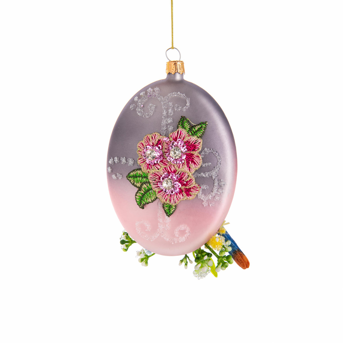 SPARROW AND BLOSSOMS ORNAMENT