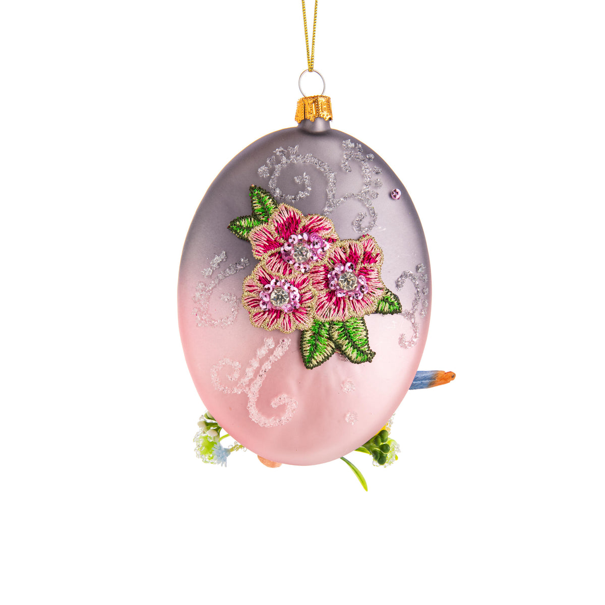 SPARROW AND BLOSSOMS ORNAMENT