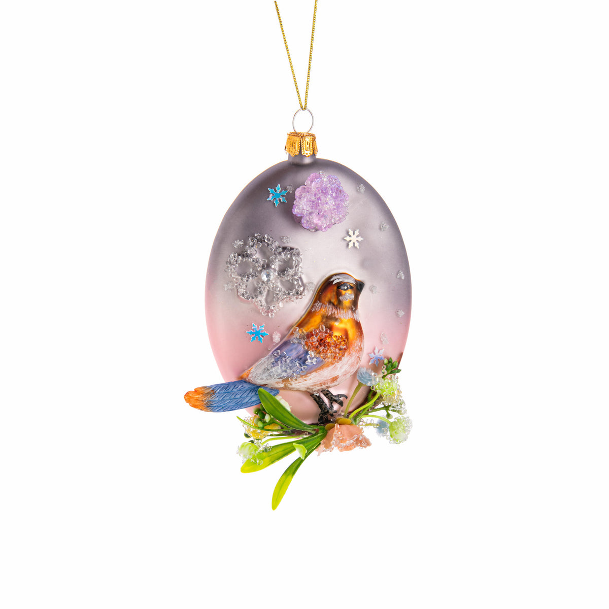 SPARROW AND BLOSSOMS ORNAMENT