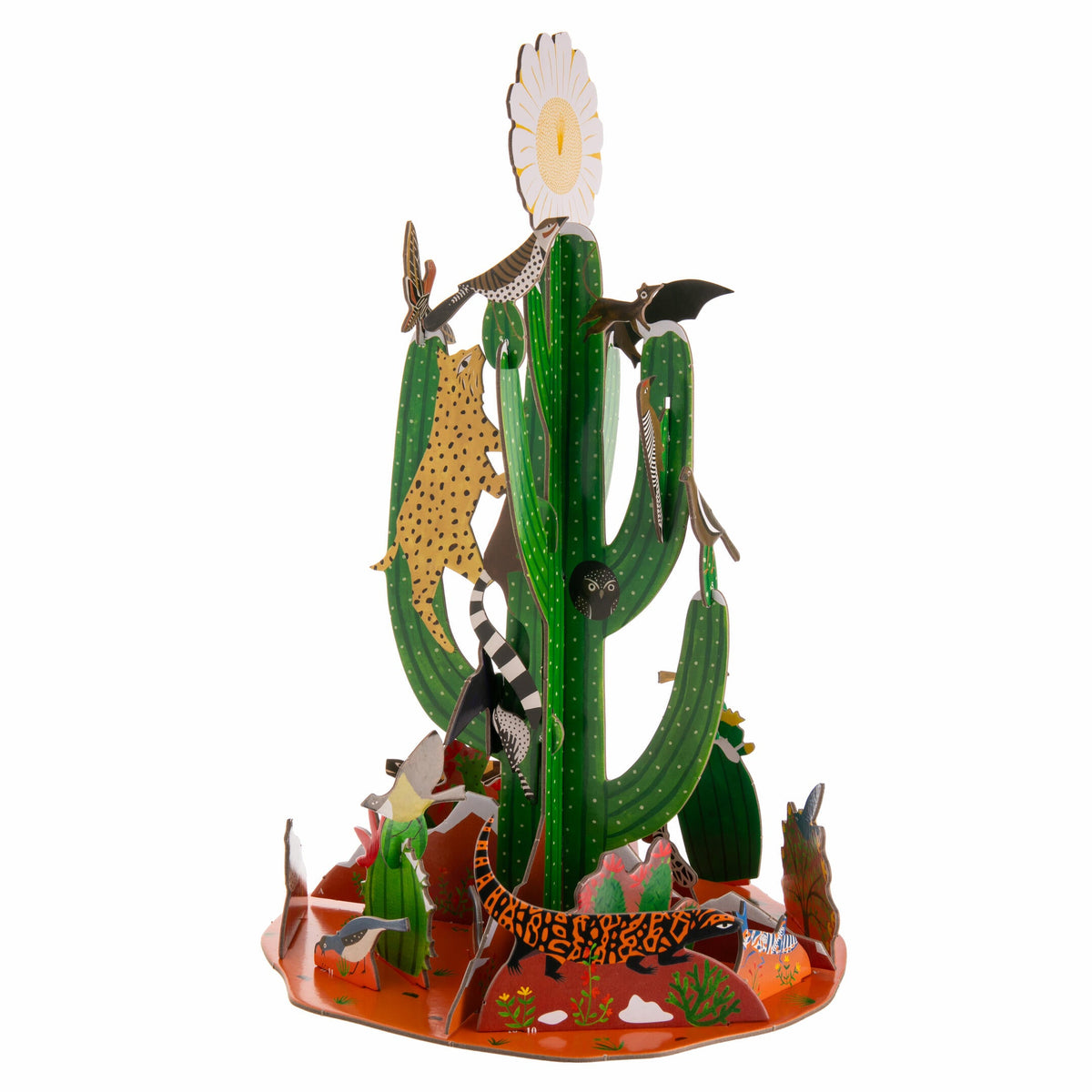 Decorative cactus advent calendar with animals on a white background