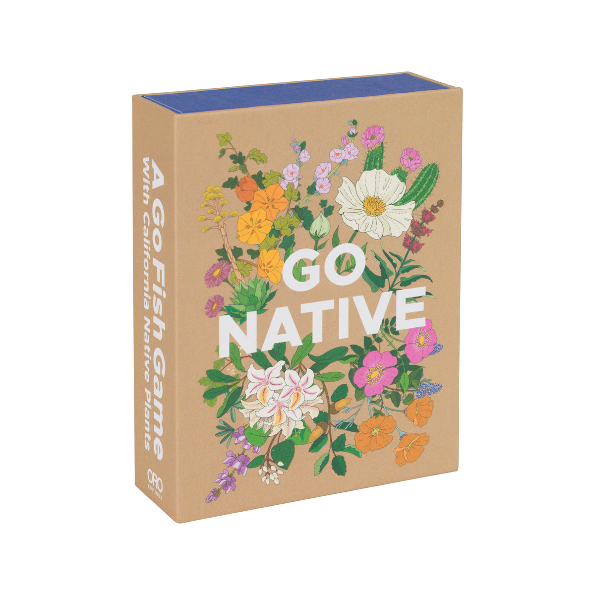 Card deck with floral design and 'GO NATIVE' text on a beige background