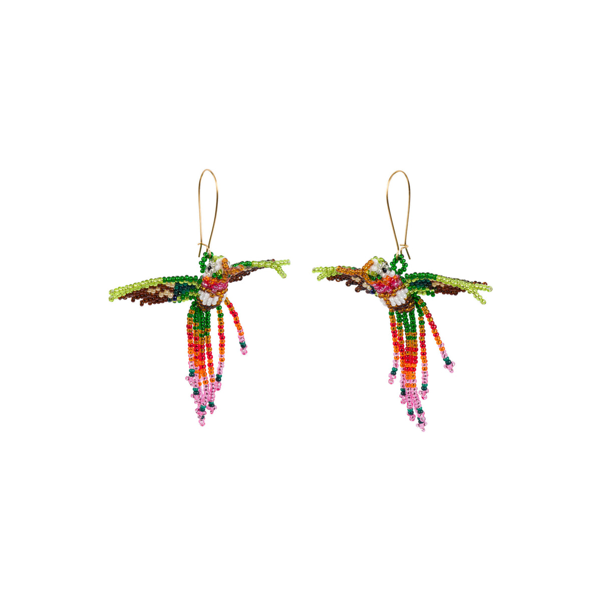HAND BEADED HUMMINGBIRD EARRINGS