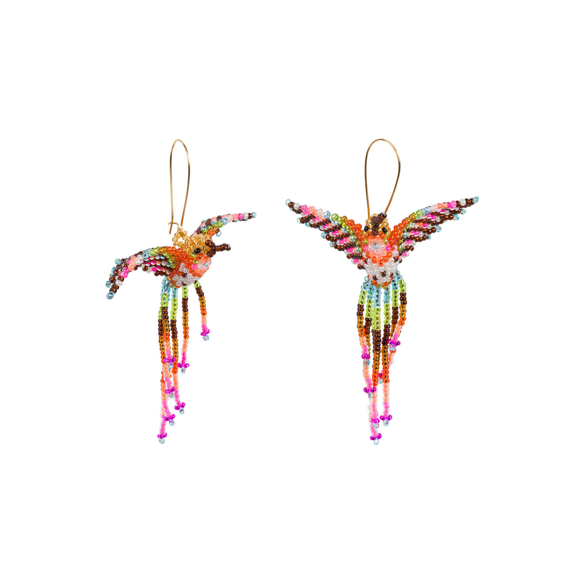 HAND BEADED HUMMINGBIRD EARRINGS