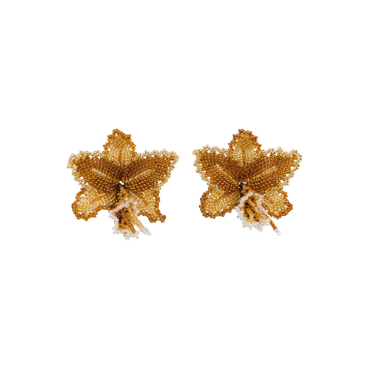 HAND BEADED ORCHID EARRINGS