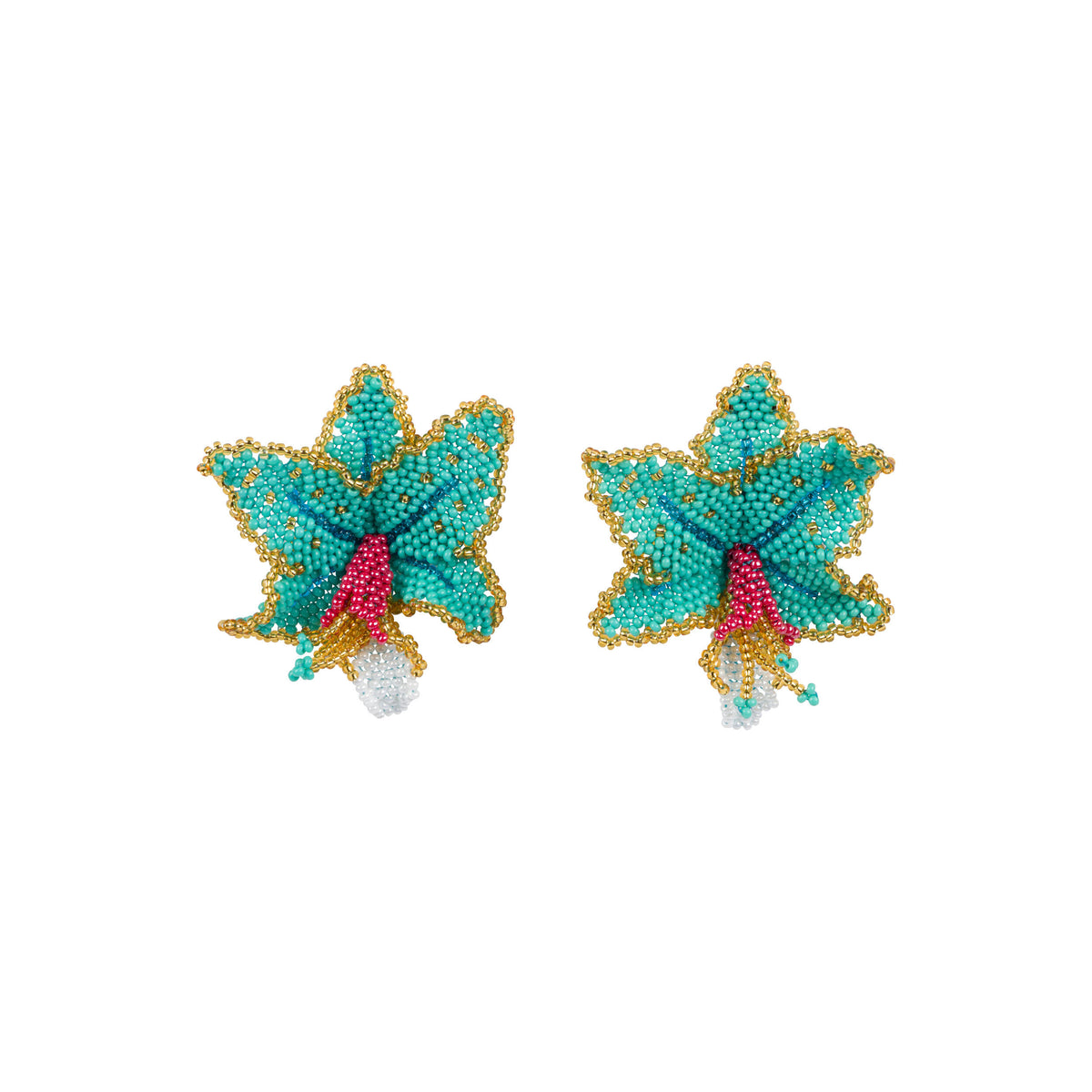 HAND BEADED ORCHID EARRINGS