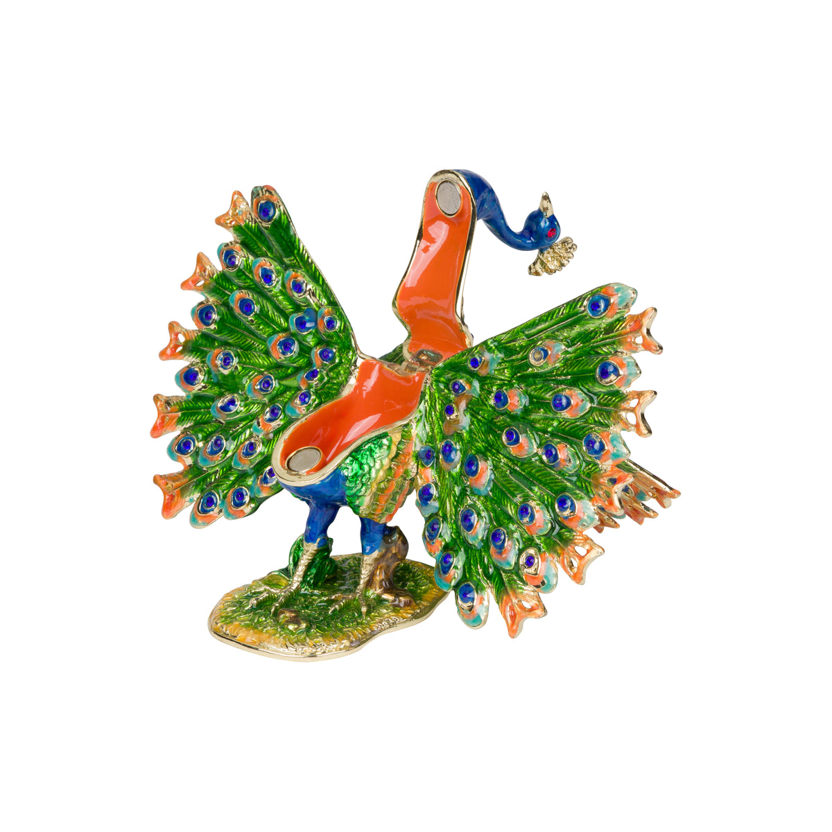 ENAMELED LARGE PEACOCK BOX