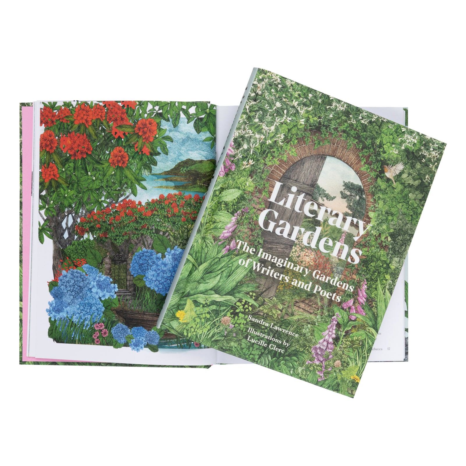 Book cover of 'Literary Gardens' with a garden scene and text.