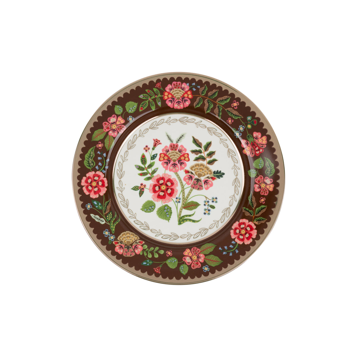 Decorative plate with floral design on a white background